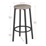 Set of 2 Round Bar Stools with Footrest