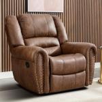 CANMOV Overstuffed Leather Rocker Recliner Chair