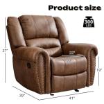 CANMOV Overstuffed Leather Rocker Recliner Chair