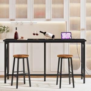 63'' Industrial Bar Table with Power Outlet