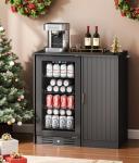 Black Coffee Bar Cabinet with Mini Fridge Space