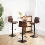 Set of 3 Adjustable Swivel Bar Stools