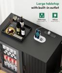 Black Coffee Bar Cabinet with Mini Fridge Space