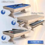 3-in-1 Multi Game Pool Table with Dining Top