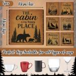 Rustic Bear Leather Coasters Set with Holder