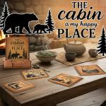 Rustic Bear Leather Coasters Set with Holder
