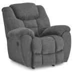 Gray Manual Rocker Recliner with Neck Support