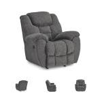 Gray Manual Rocker Recliner with Neck Support