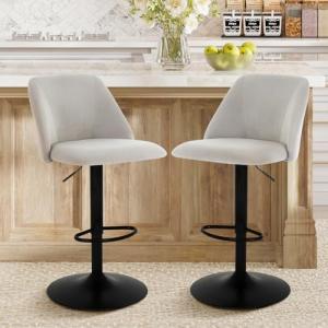 Modern Adjustable Swivel Bar Stools - Set of 2