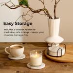 Marble Ceramic Coaster Set with Holder, 4 Pieces