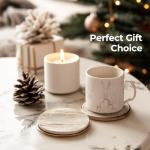 Marble Ceramic Coaster Set with Holder, 4 Pieces