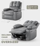 Oversized 360° Swivel Recliner Chair with Cup Holder