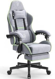 Light Grey Ergonomic Gaming Chair with Massage and Footrest