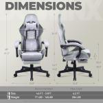 Light Grey Ergonomic Gaming Chair with Massage and Footrest