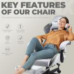 Light Grey Ergonomic Gaming Chair with Massage and Footrest