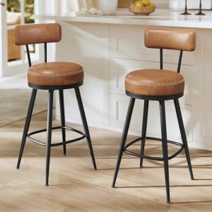 Stylish Swivel Bar Stools Set of 2