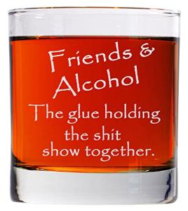 Friends & Alcohol Engraved Whiskey Glass - 11oz