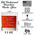 Friends & Alcohol Engraved Whiskey Glass - 11oz