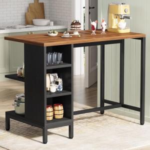 Tribesigns Industrial Kitchen Island with Storage Shelves