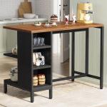 Tribesigns Industrial Kitchen Island with Storage Shelves