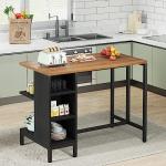 Tribesigns Industrial Kitchen Island with Storage Shelves