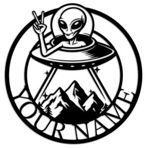 Alien Bigfoot UFO Metal Wall Art Decor