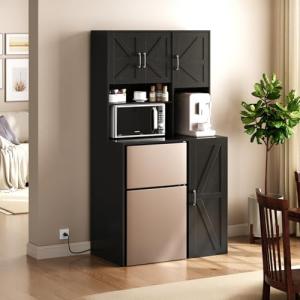 Mini Fridge Cabinet and Coffee Bar Station