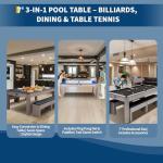 7FT 3-in-1 Pool, Dining, and Ping Pong Table
