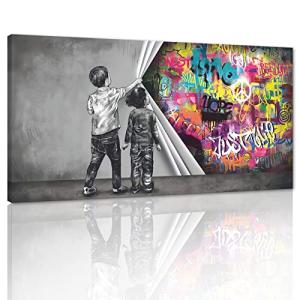 Banksy-Style Graffiti Canvas Wall Art 48" x 24