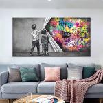 Banksy-Style Graffiti Canvas Wall Art 48" x 24