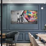 Banksy-Style Graffiti Canvas Wall Art 48" x 24