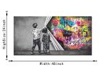 Banksy-Style Graffiti Canvas Wall Art 48" x 24
