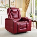 Red Power Recliner with USB Ports and Cup Holders