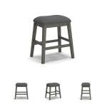 Caitbrook Rustic Gray Counter Height Barstools, Set of 2