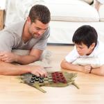 Checkerboard Set with 28 Rustic Checkers