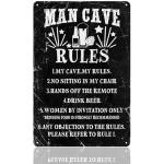 Funny Man Cave Rules Metal Sign for Decor