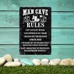 Funny Man Cave Rules Metal Sign for Decor