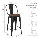 Set of 4 Black Metal Bar Stools