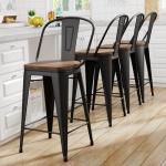 Set of 4 Black Metal Bar Stools