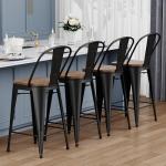 Set of 4 Black Metal Bar Stools