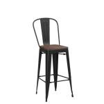 Set of 4 Black Metal Bar Stools