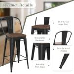 Set of 4 Black Metal Bar Stools