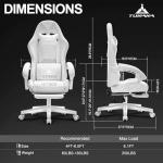 TUKAKA White Ergonomic Gaming Chair with Footrest