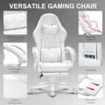 TUKAKA White Ergonomic Gaming Chair with Footrest