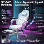 TUKAKA White Ergonomic Gaming Chair with Footrest