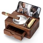 Wooden Cigar Ashtray with Cutter and Holder