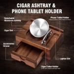 Wooden Cigar Ashtray with Cutter and Holder