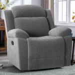 Grey Rocker Recliner Chair with Overstuffed Comfort