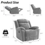 Grey Rocker Recliner Chair with Overstuffed Comfort