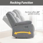 Grey Rocker Recliner Chair with Overstuffed Comfort